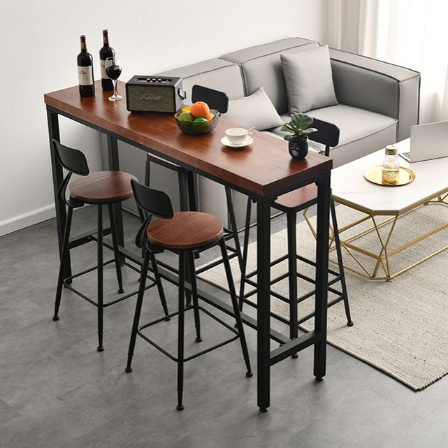 Brown Modern Style Table in Iron and Wood Living Room Bar Table