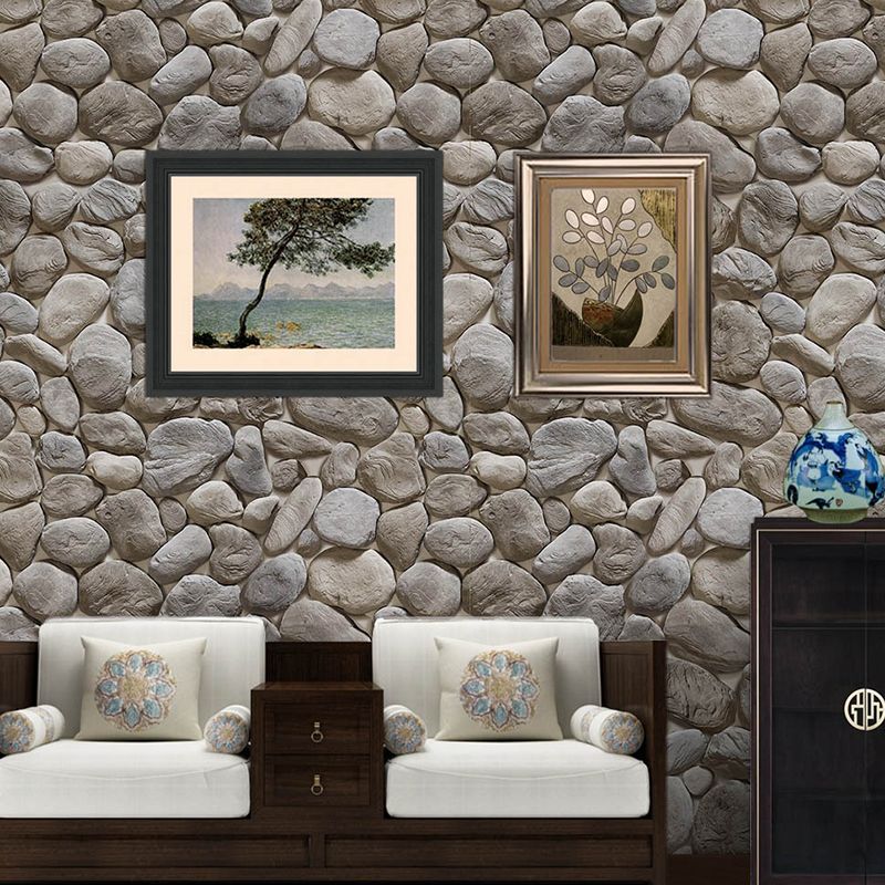 Self Adhesive Cobblestones Wallpaper 1 Piece PVC Industrial Wall Covering for Living Room