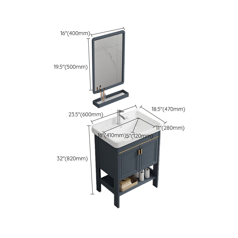 Metal Frame Vanity Shelving Included Single Sink Freestanding Bathroom Vanity