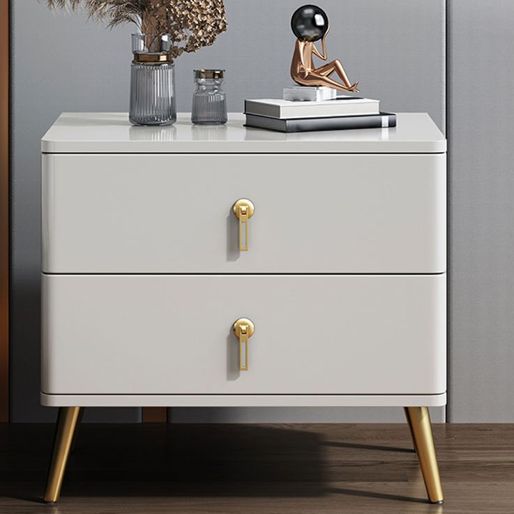 Modern Accent Table Nightstand 2 Drawers Wood Night Table for Bedroom