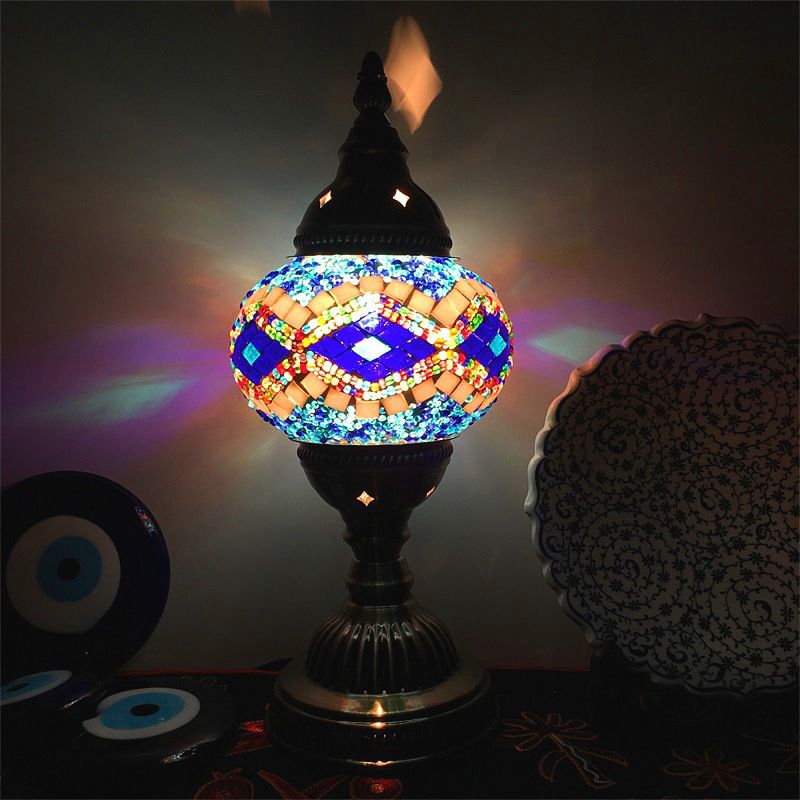 Turkish Mosaic Table Lamp Vintage Style Glass Lamp Shade Desk Lamp Fixture