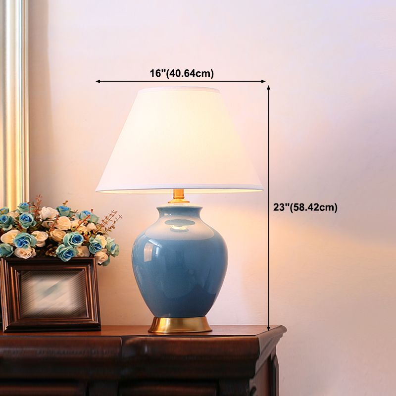 Conical Table Lamp Simplicity Style Fabric Shaded Table Light for Bedroom