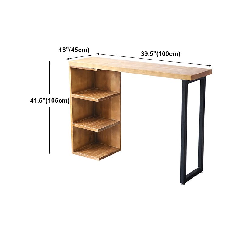 Modern Wood Bar Table with Rectangle Table Top Double Pedestal Table- 41.3" H