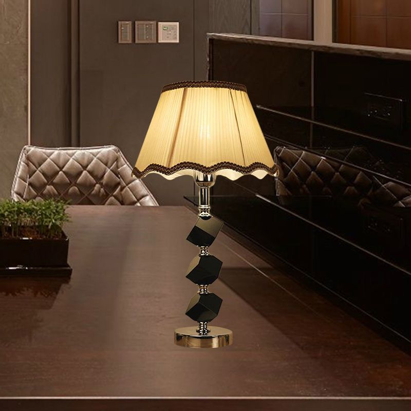 Light Brown Scalloped Nightstand Light Contemporary 1 Bulb Crystal Block Table Lamp