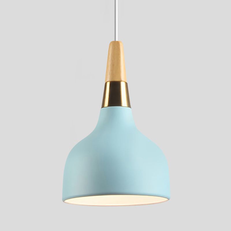 Domed Shaped Drop Pendant Modern Metal 1 Light Blue Suspension Light for Dining Room