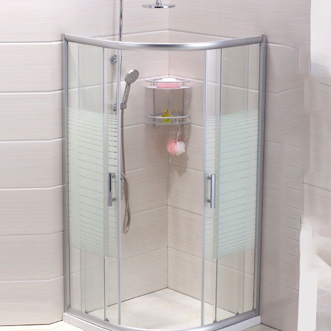 Contemporary Shower Stall Striped Round Semi-Frameless Shower Stall