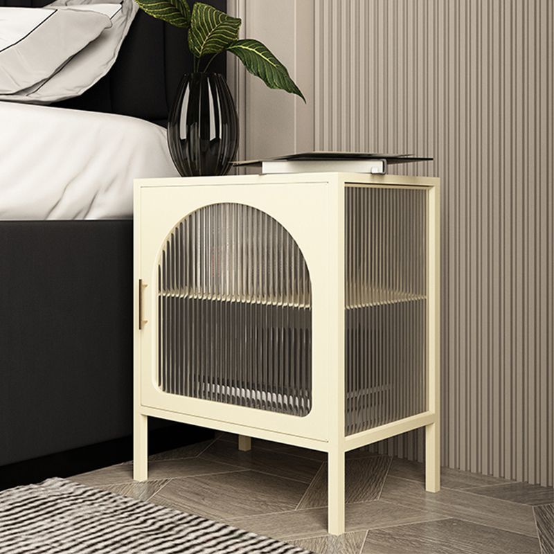 Black/white Two Shelves Nightstand Glass Modern 1-door Nightstand