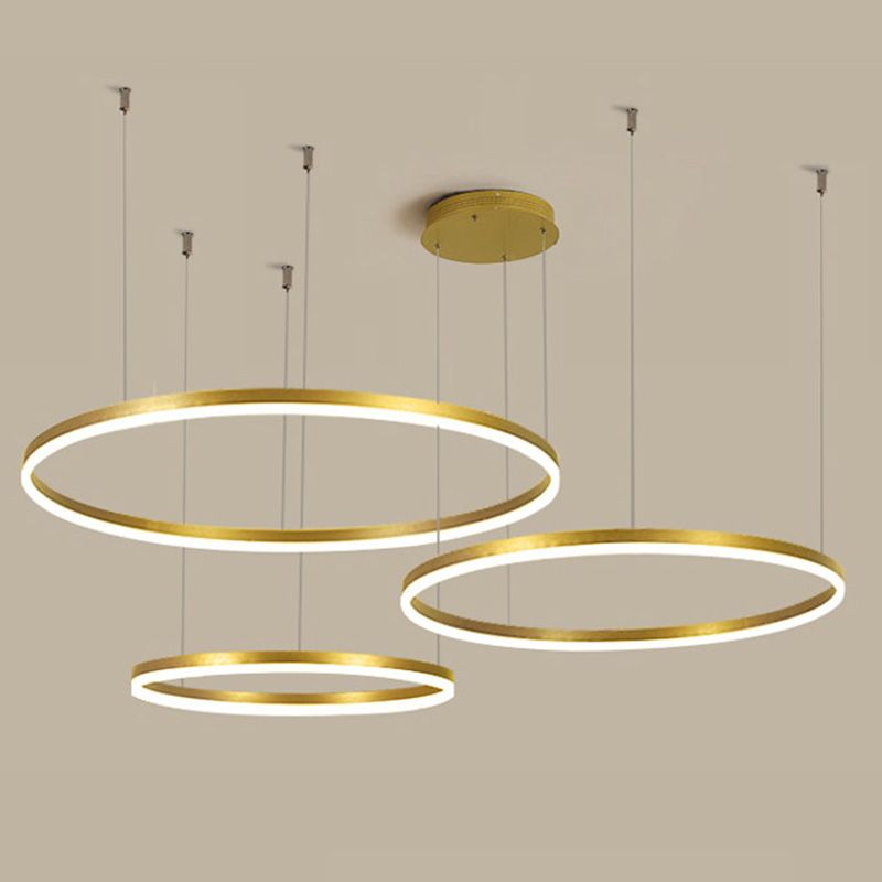 Nordic Gold Circular Clusters Pendant Restaurant Hanging Chandelier for Cafe