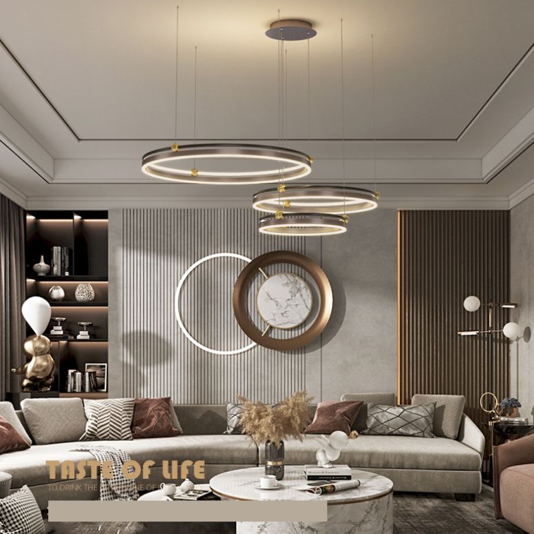 Metal Multi-Tier Chandelier Light Fixture Modern Style LED Coffee Chandelier Pendant Light