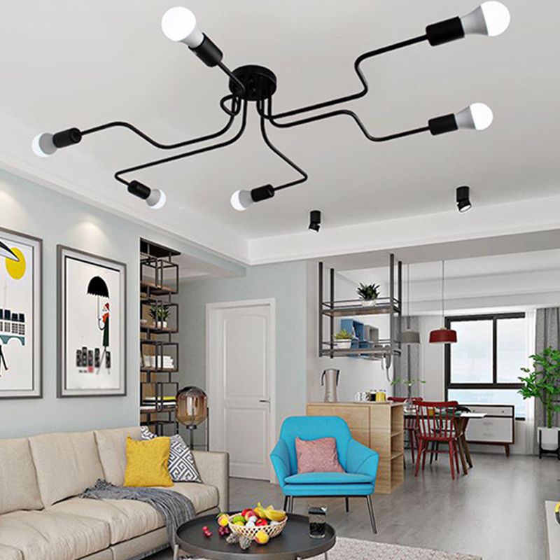 Sputnik Design Metal Semi Flush Mount Aitura del soffitto Soggio