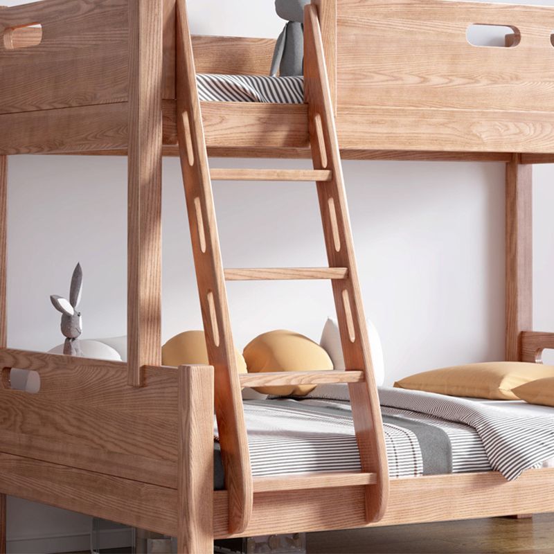 Solid Wood Bunk Bed Frame in Natural with Bookcase and 2 - Drawer