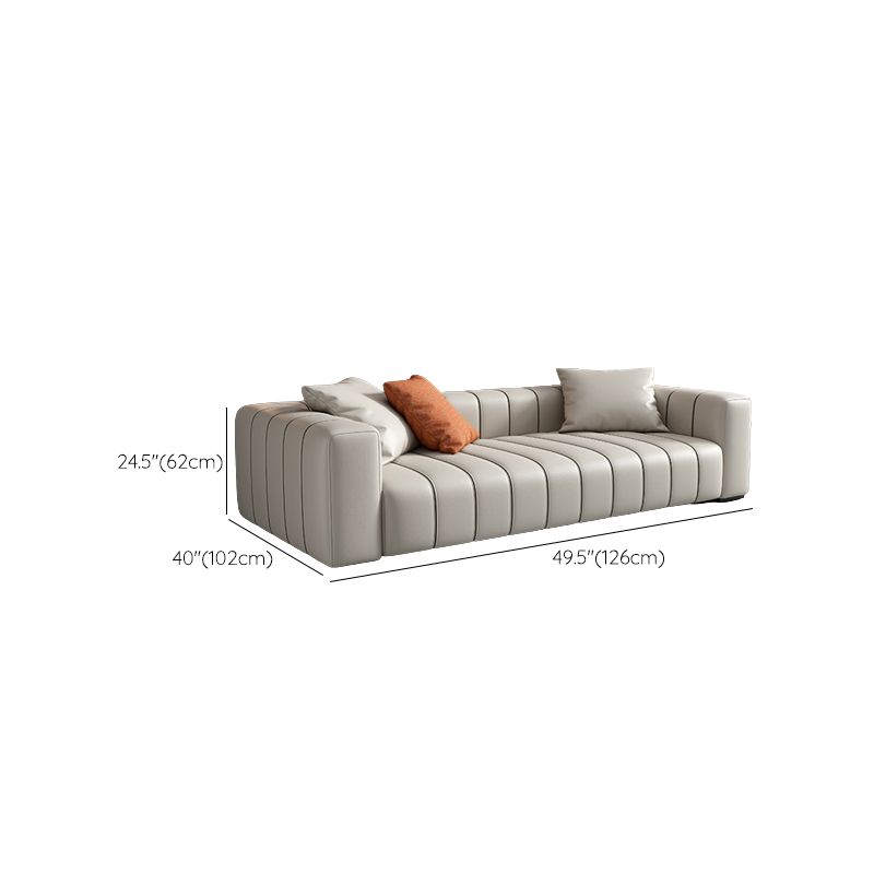 Modernistic Sofa Faux Leather Tufted Off-White Convertible Sofa for Living Room