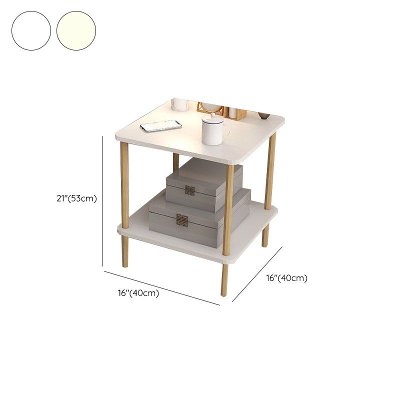 Modern Wood Bed Nightstand Open Storage Night Table for Bedroom