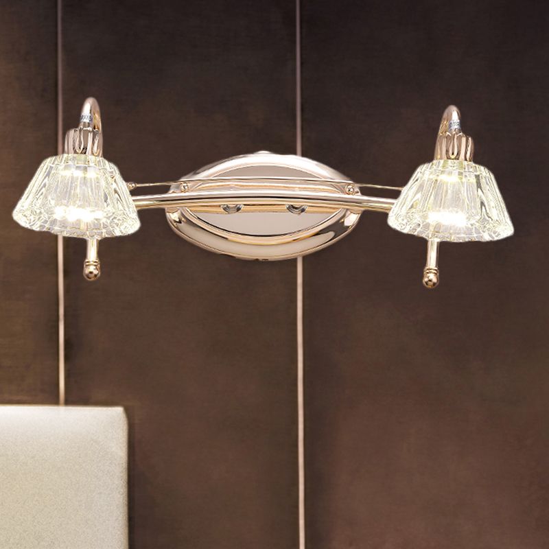 2/3 bulbos de tocador de pared luz contemporánea lámpara de pared de cristal de tono truncado contemporáneo en oro rosa