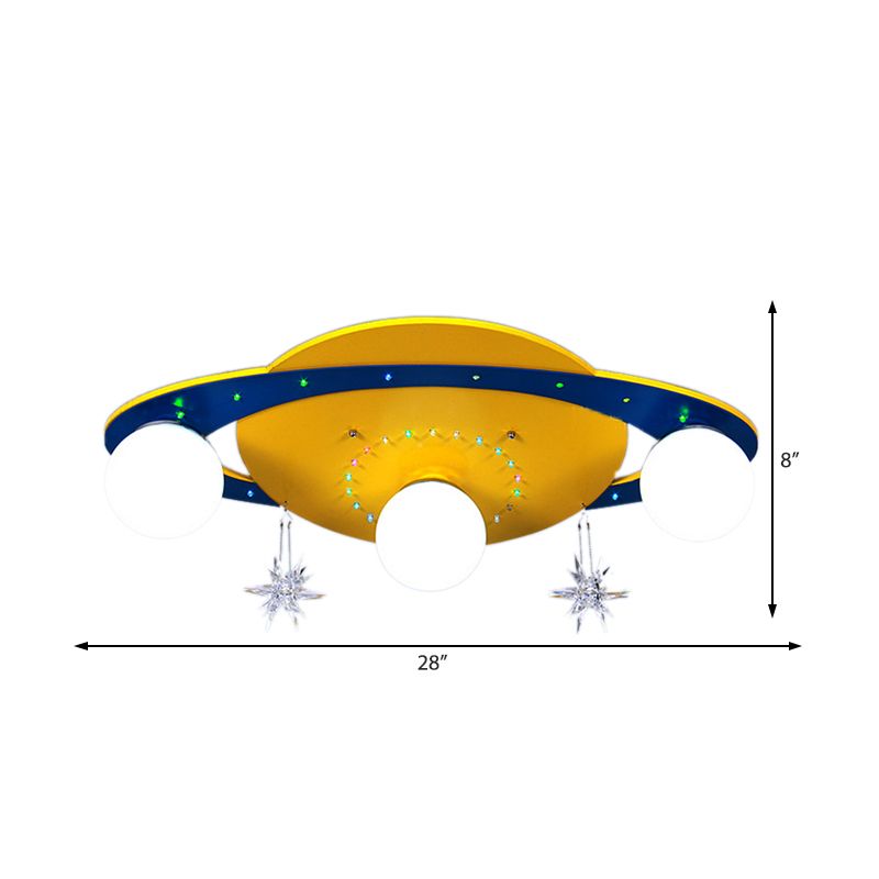 Lámpara de techo empotrada UFO para salón, lámpara de techo de diseño de metal en amarillo