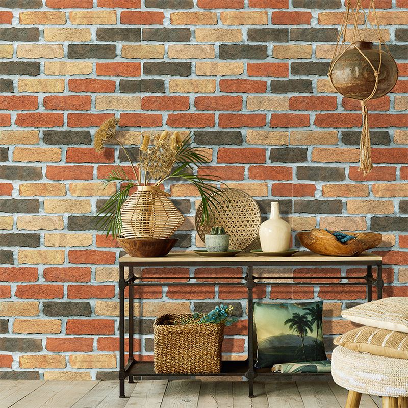 Self Sticking Faux Brick Wallpaper Roll Steampunk PVC Wall Art, 19.5' L x 17.5" W