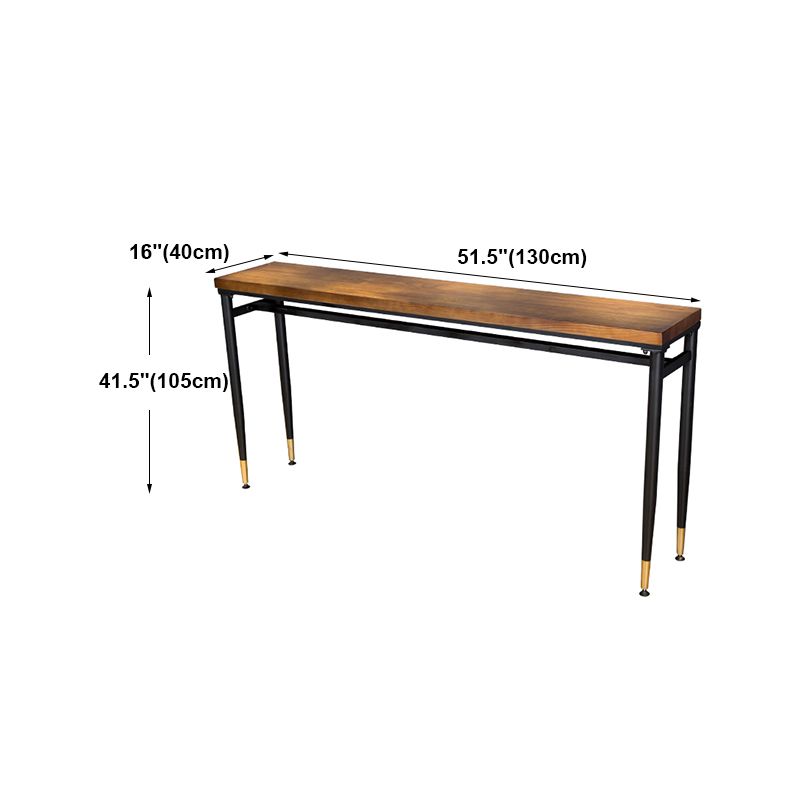 Rectangle Wood Top Counter Table Industrial 42-inch Metal 4 Legs Table for Dining Room