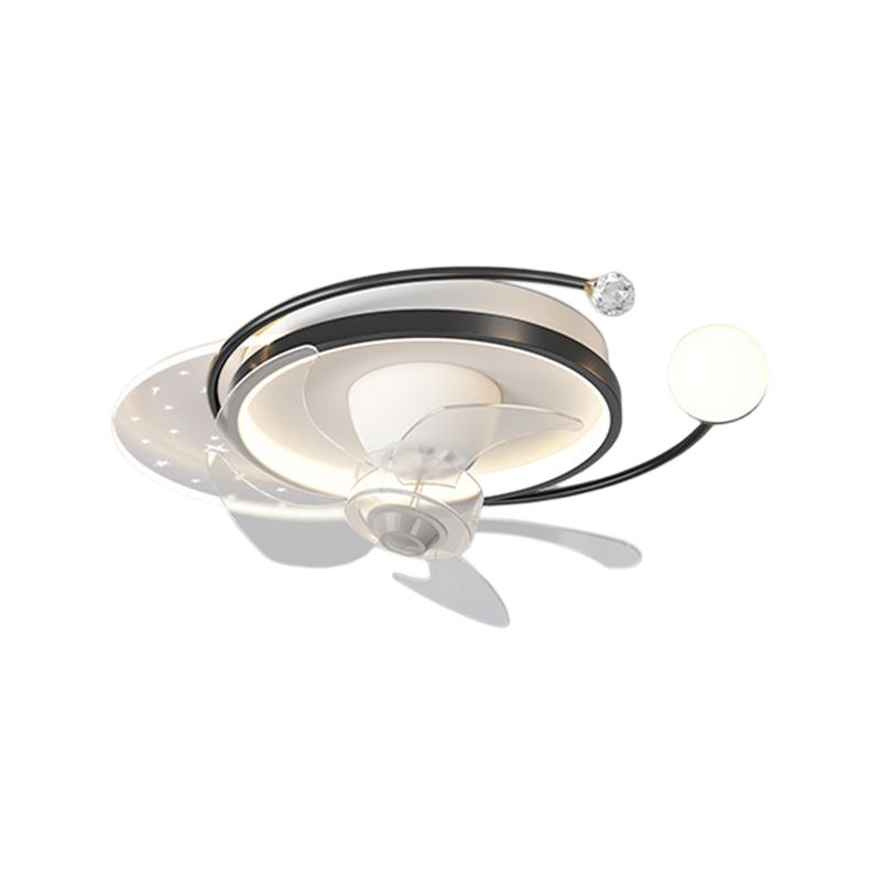 Modern LED Ceiling Fan Fixture Geometric Metal Fan Lighting with Crystal Accent