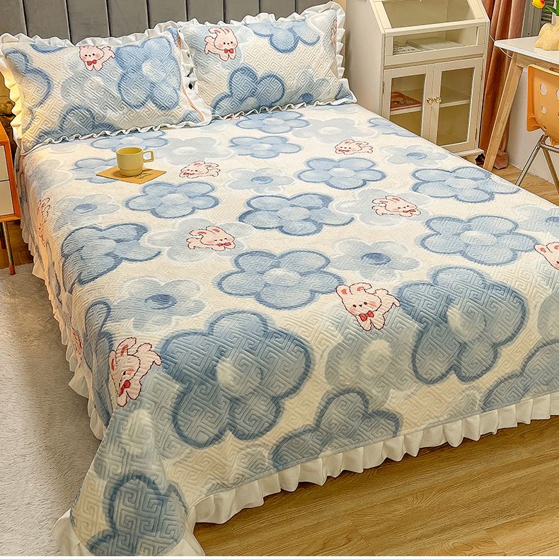 Fitted Sheet Cotton Floral Printed Wrinkle Resistant Breathable Super Soft Bed Sheet Set