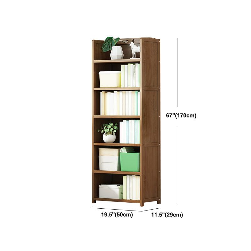 Modern Bamboo Shelf Bookcase Brown Closed Back Book Shelf for Study Room