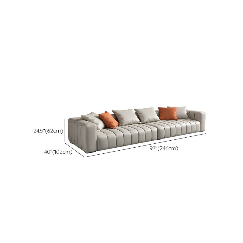 Modernistic Sofa Faux Leather Tufted Off-White Convertible Sofa for Living Room