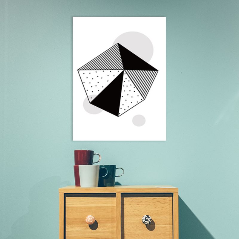 Hexagon Pattern Wall Art Decor Scandinavian Style Geometric Canvas Print in Black