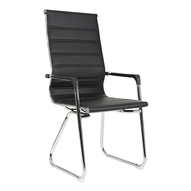 Silver Metal Modern Conference Chair Mid-Back / High Back Mesh and Leather Chair