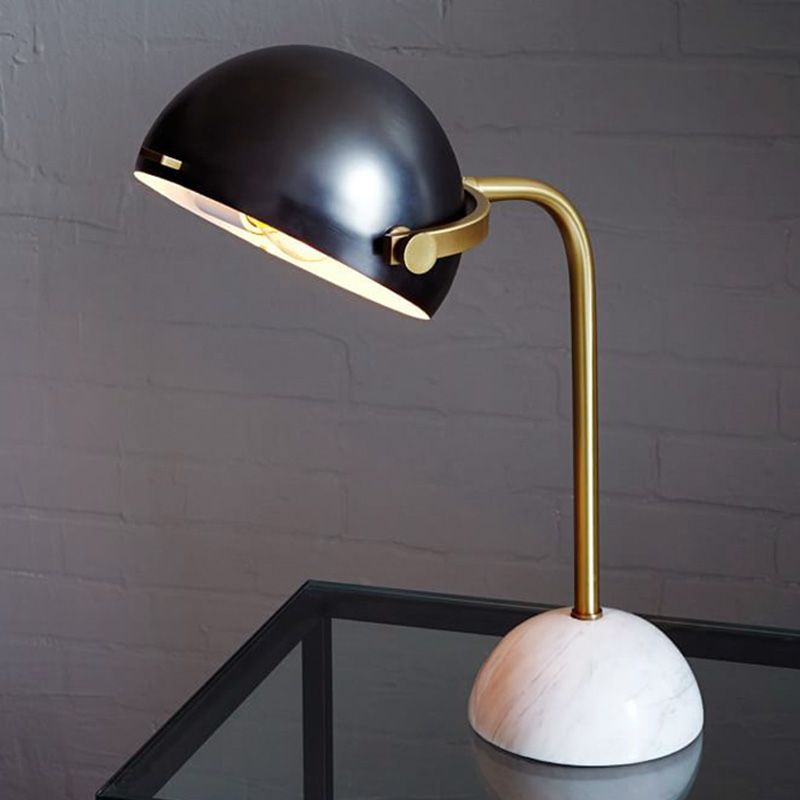 Dome Task Lighting Modernism Metal 1 Head Black Reading Book Light with Curved Arm