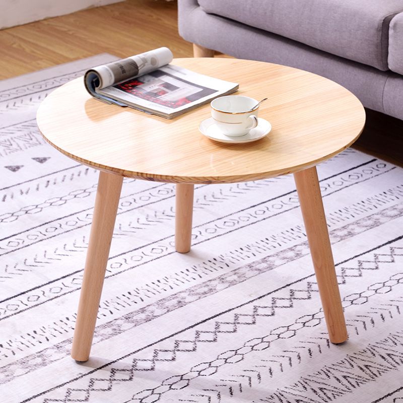 Traditional Style Cocktail Table White/wood Color Rubber Wood Round Coffee Table