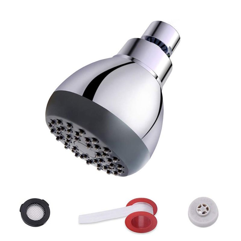 Silver Round Showerhead Standard Spray Pattern Wall-Mount Showerhead