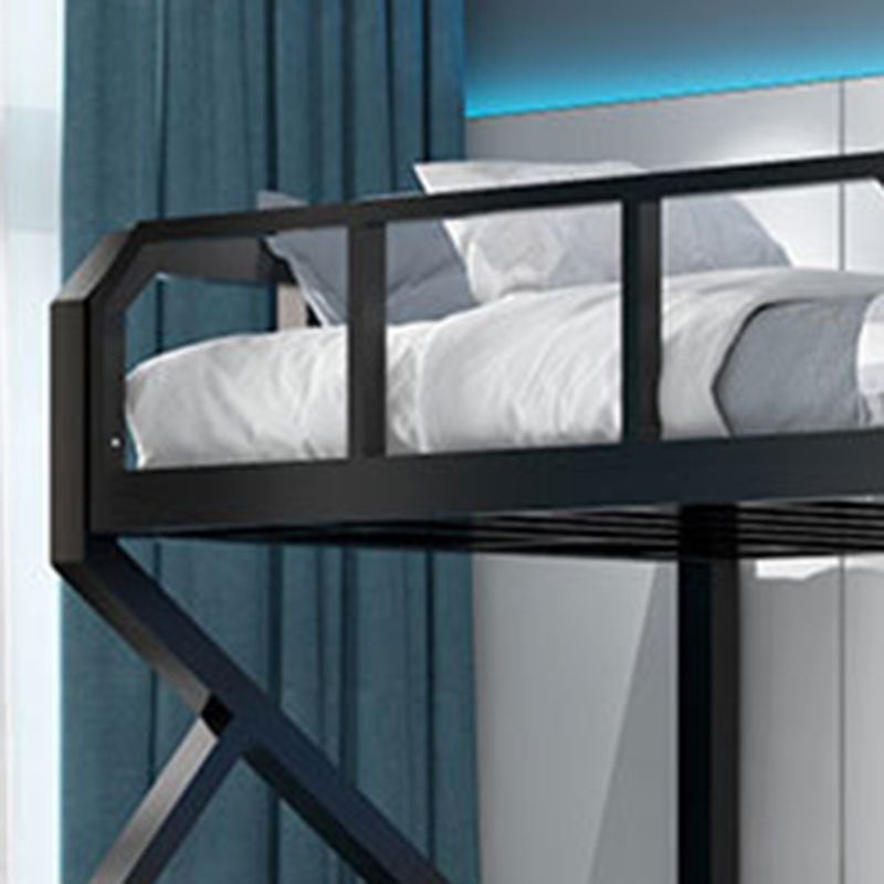 Contemporary Standard Bunk Bed Metal Black Bunk with Guardrail