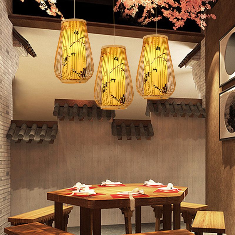 Bamboo Asia Assiciare il soffitto Light Vase 1 Light Light Pendant Light for Tea Room