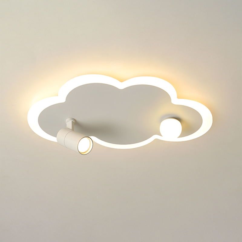 Montaggio semifulto a LED di nuvole bianche in moderno appuntamento a soffitto interno in metallo creativo con ombra acrilica