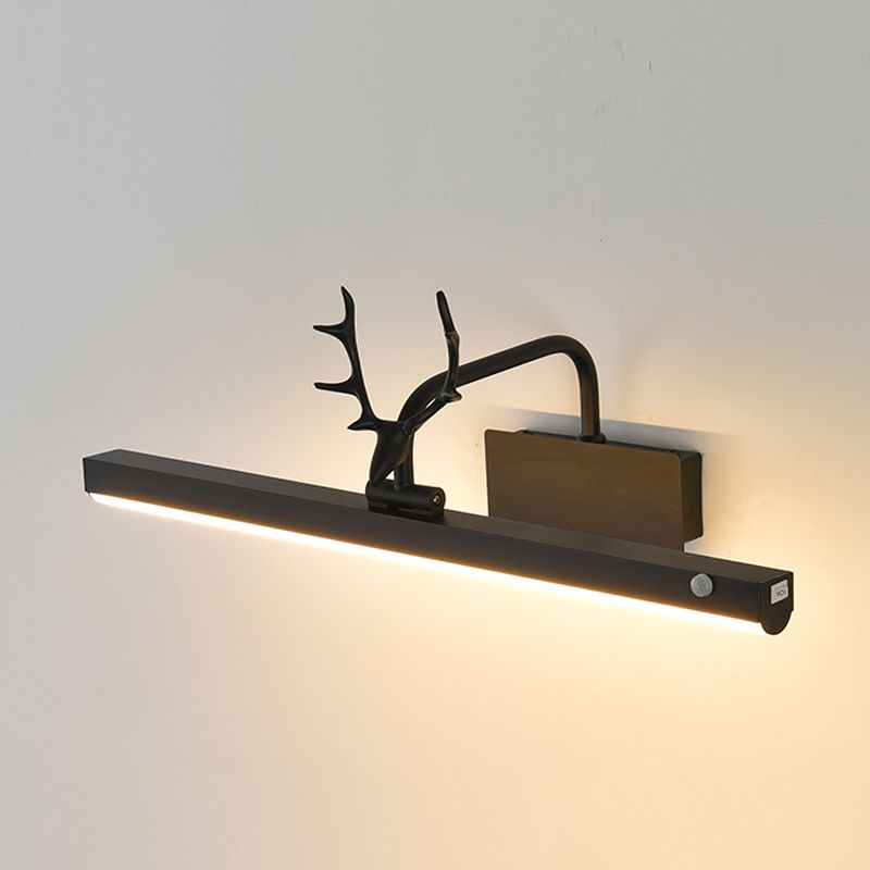 Metalen lineaire schaduw Wand SCONCE Moderne stijl 1 lichte spiegel Wandverlichting in zwart