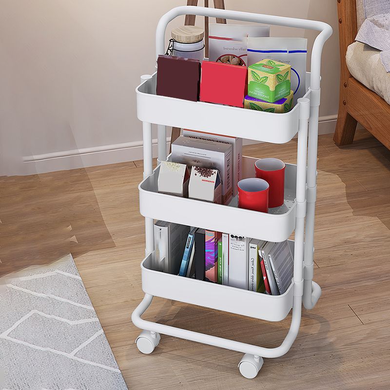 Open Industrial Etagere Bookshelf Steel Frame Plastic Shelf Bookshelf with Caster Wheels