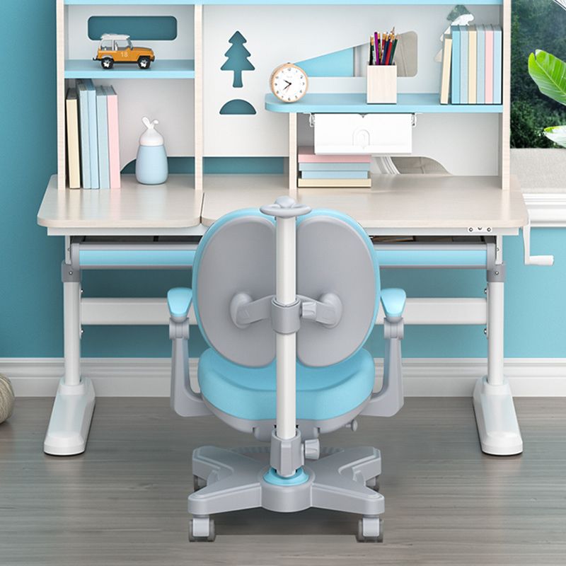 Storage Shelves Student Table with Hand Crank and Keyboard Tray