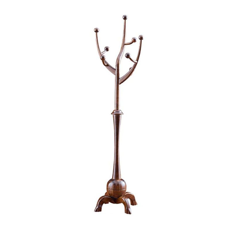 Traditional Coat Rack Free Standing Coat Hook Rubberwood Hall Stand