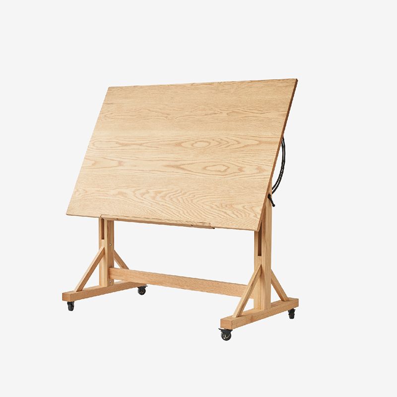 Adjustable Angle Drafting Table Solid Wood Standing Desk with Caster Wheels