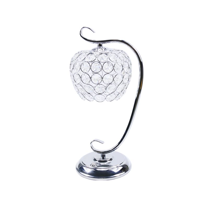 Clear Crystal Domed Night Light Traditional Living Room LED Table Lamp with Swirl Arm