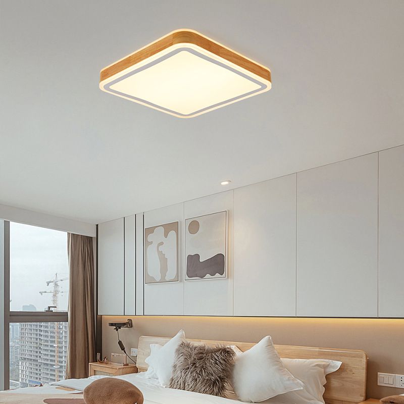 1-Light Ceiling Mount Light Fixture Modern Wood Ceiling Light Fixture