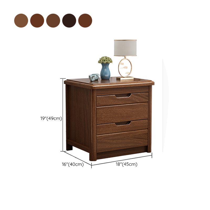 Walnut Bed Nightstand Contemporary Bedside Cabinet with Drawers