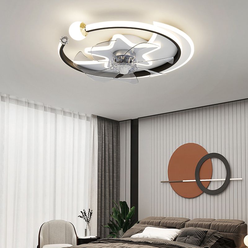 Modern Style Geometry Ceiling Fan Lamps Metal Ceiling Fan Lighting for Bedroom