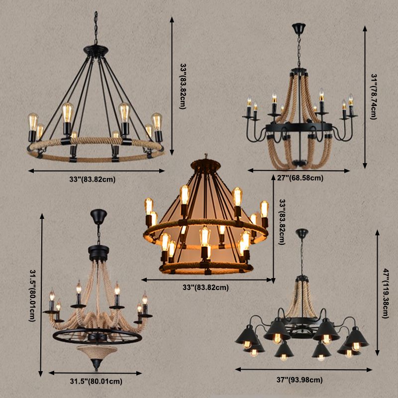 Industrial Pendant Chandelier Ceiling Hanging Light Fixture for Drawing Room