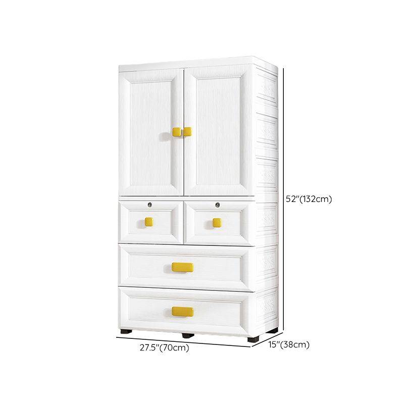 Contemporary Plastic Wardrobe White Colour Bedroom Kids Closet