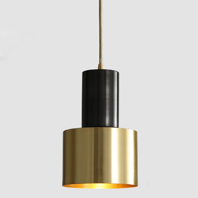 Metal Cylindrical Shade Hanging Lights Postmodern Style 1 Light Hanging Mount Fixture for Bedroom