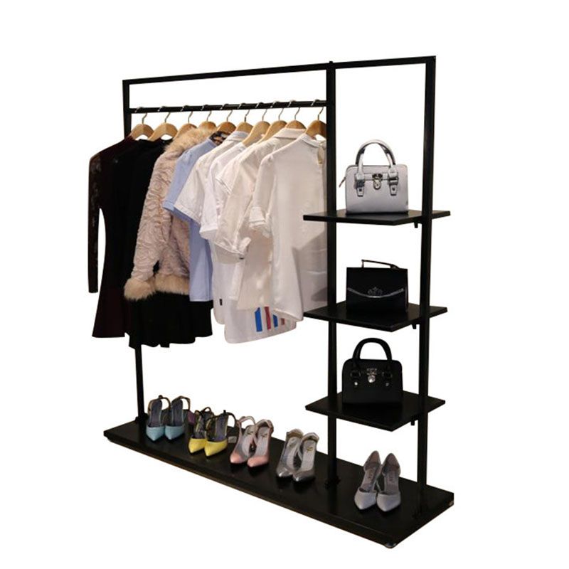 Contemporary Coat Rack Free Standing Storage Shelf Organizer Metal Hall Stand