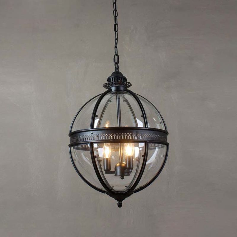 Globe Hanging Pendant Light Industrial Style Glass Pendant Light Fixtures for Restaurant