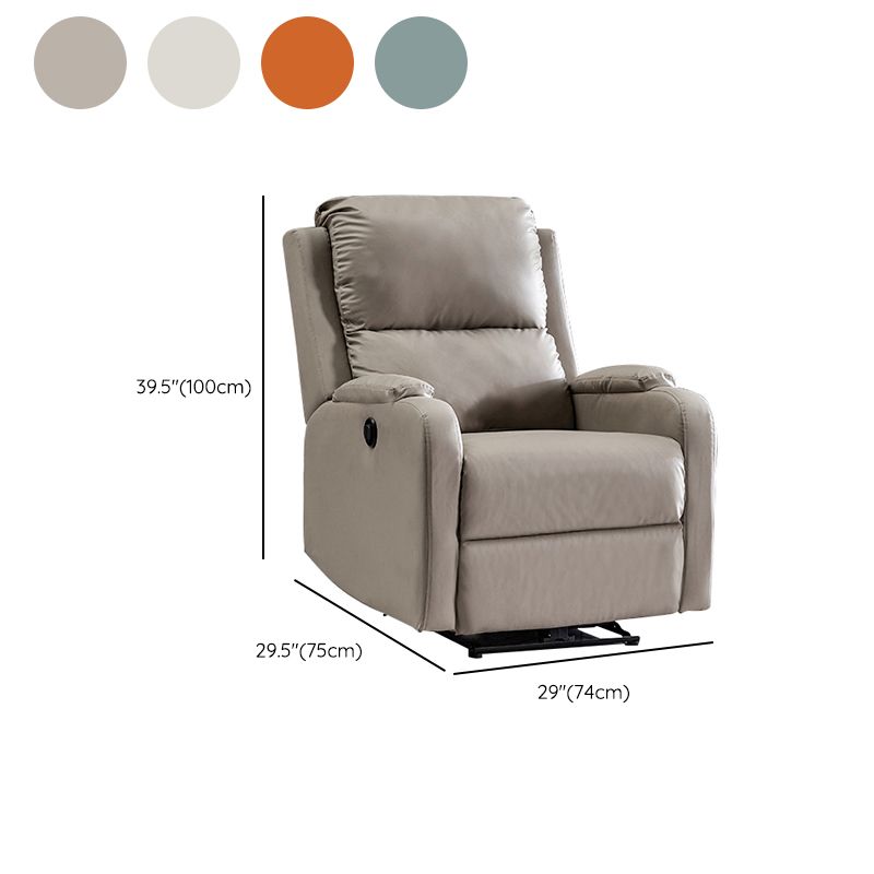 Manial-Push Back Standard Recliner Solid Color Faux Leather Recliner Chair