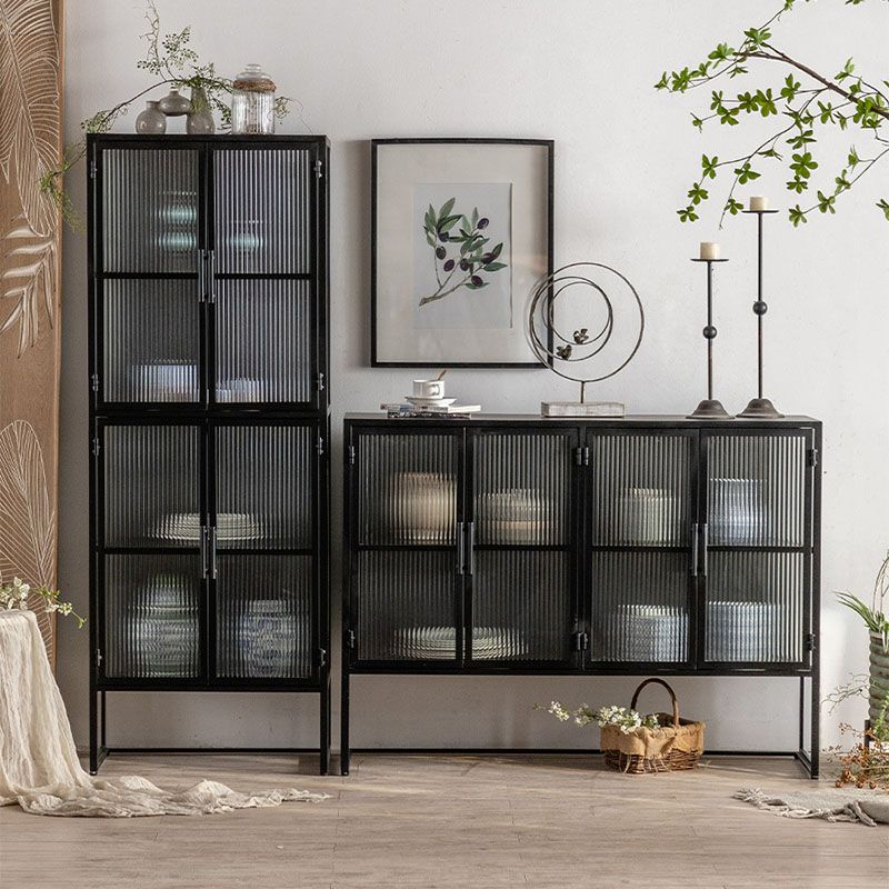 Contemporary Style Glass Doors Sideboard Metal Buffet Sideboard for Home