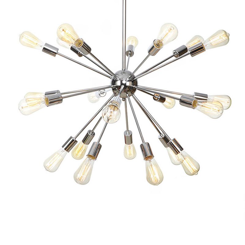 Burst-shaped Satellite Metal Chandelier Industrial Style Multi-light Suspension Lighting Fixture for Bedroom Living Room